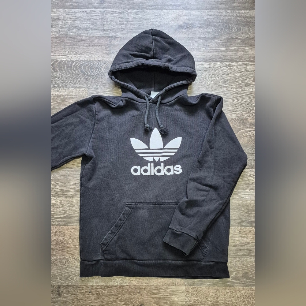 Adidas Black & White Pullover Hoodie - Size M